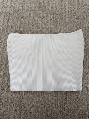 Babaton White Ribbed Mini Skirt